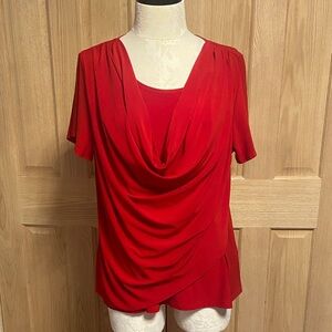 Roz & Ali Vibrant Red Draped Blouse